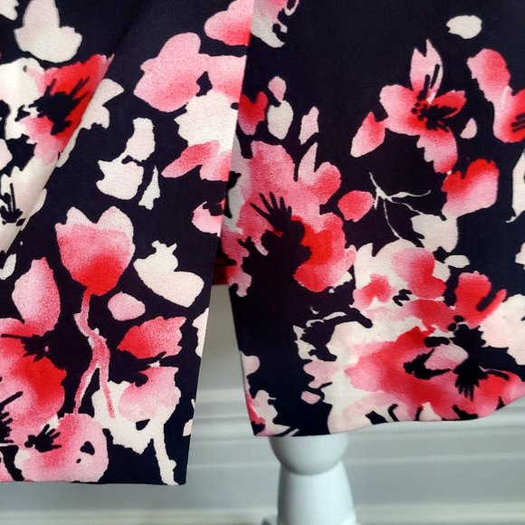 Women's Dress Ditzy Floral Black & Pink 3/4 Sleeve Cowl Neck Holiday Party Fun - Picture 6 of 10